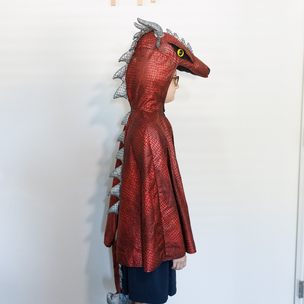 ids Red Dragon Hooded Cape Halloween Costume Metallic Scales Size 3-6y